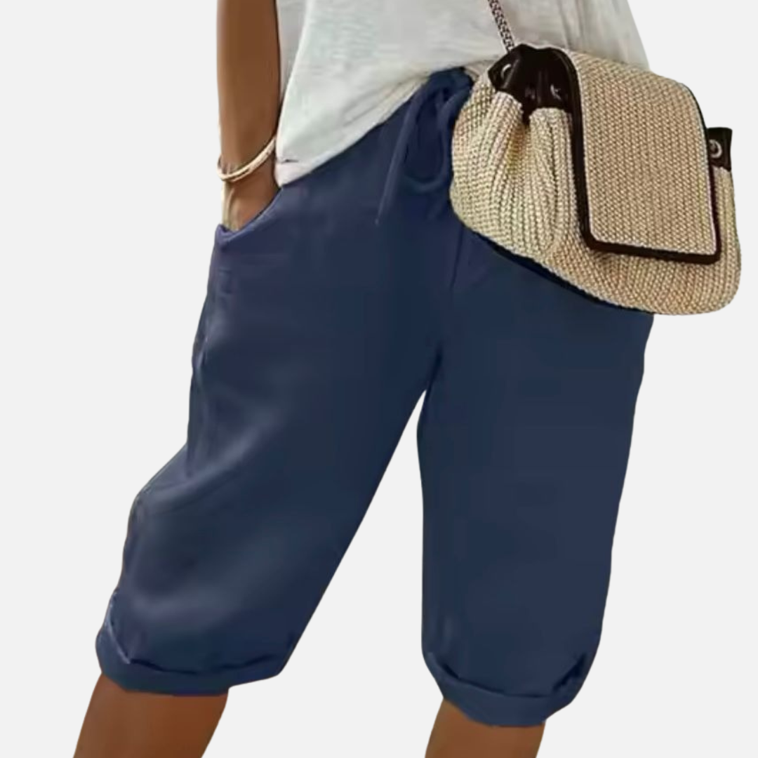 Women's Linen Capri Pants - Breathable Summer Crop Trousers