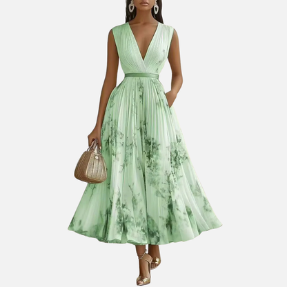 Women's Floral Pleated Maxi Dress