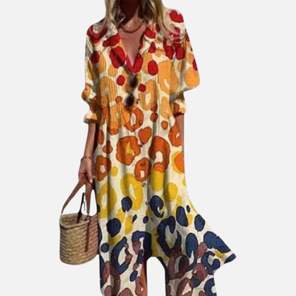 Women's Abstract V-Neck Midi Dress