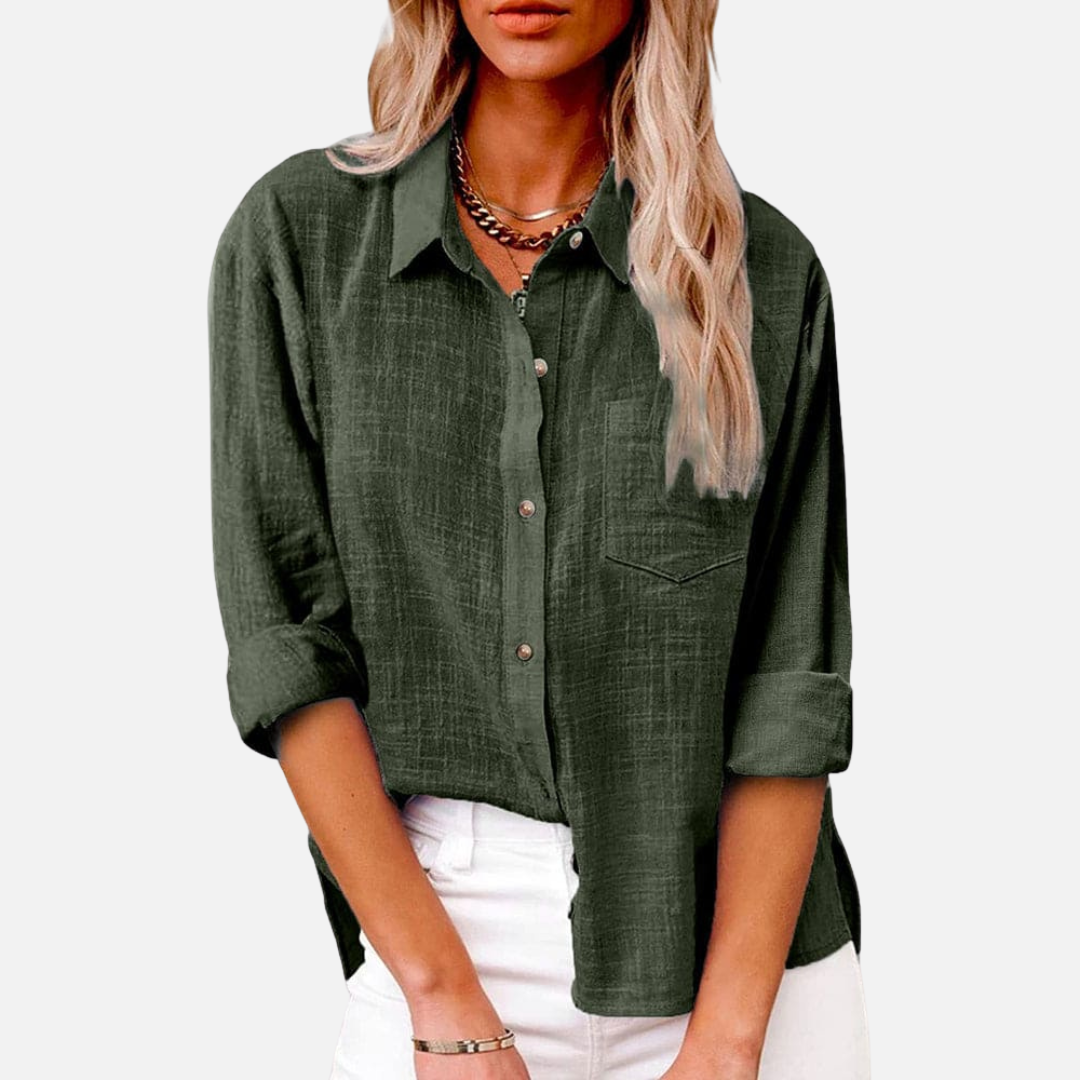 Women's Button-Down Linen Blouse