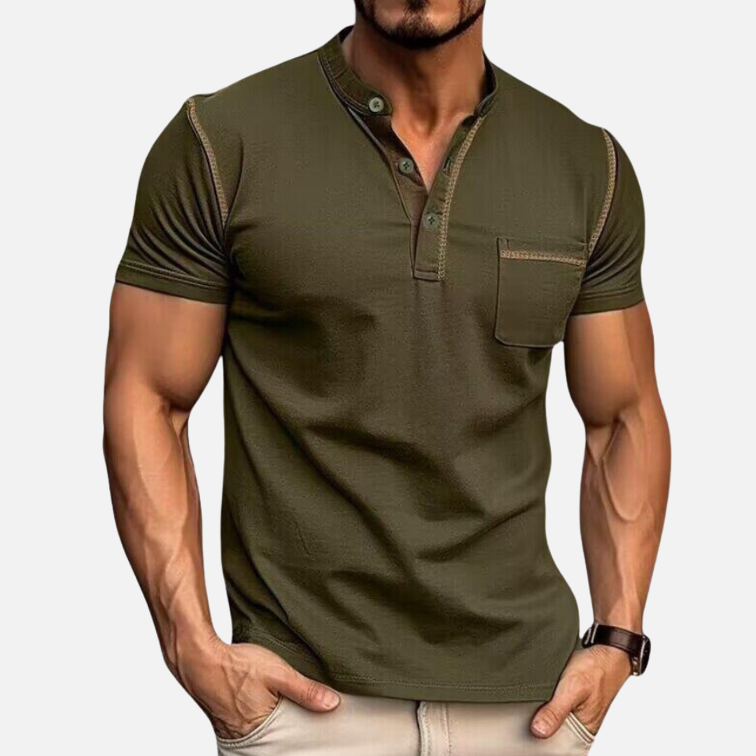 Men’s Casual Henley Polo Shirt