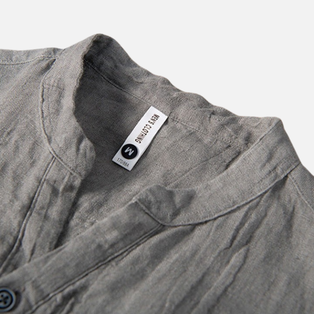 Men's Short Sleeve Linen Polo Henley Shirt