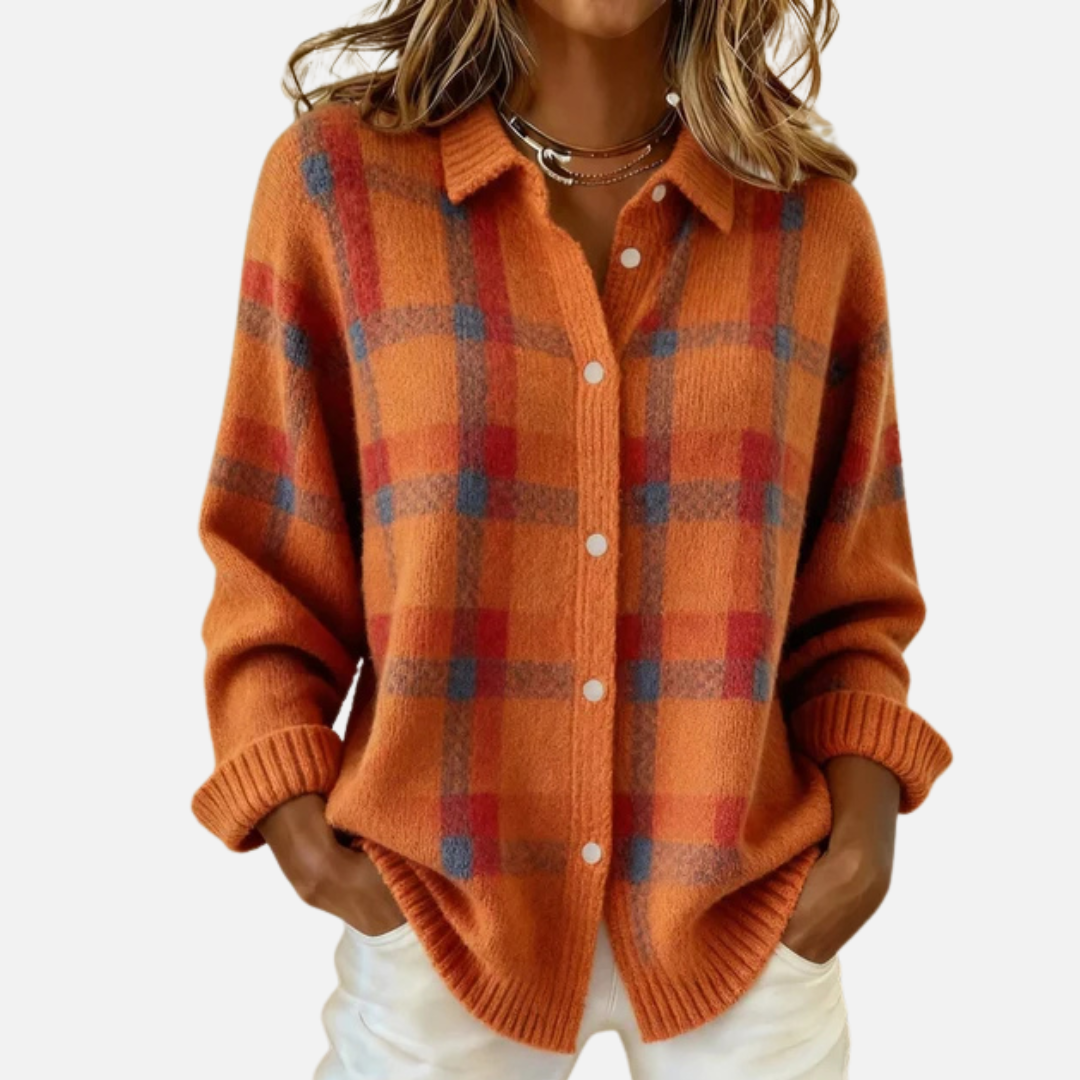 Melissa | Women's Plaid Button Down Shirt Oversized Long Sleeve
