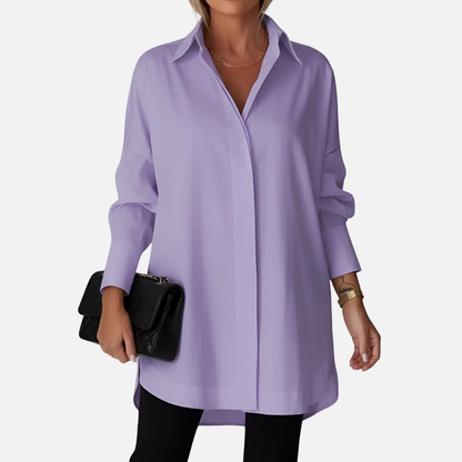 Women's Oversized Button Down Tunic Shirt
