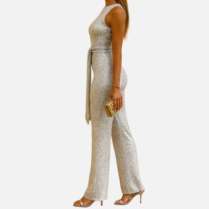 Backless Glitter Jumpsuit – Elegant Party Outfit