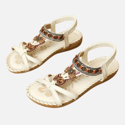 Women's Boho Open Sandals - Beaded Slippers