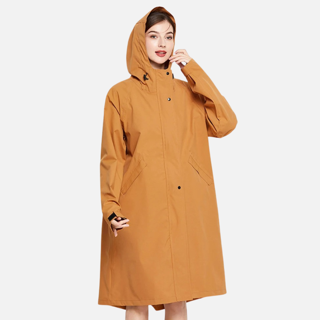 Women's Waterproof Rain Mac Coat - Lightweight Hooded Outdoor Windbreaker