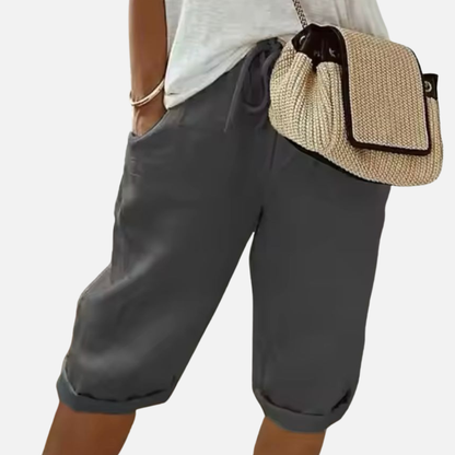 Women's Linen Capri Pants - Breathable Summer Crop Trousers