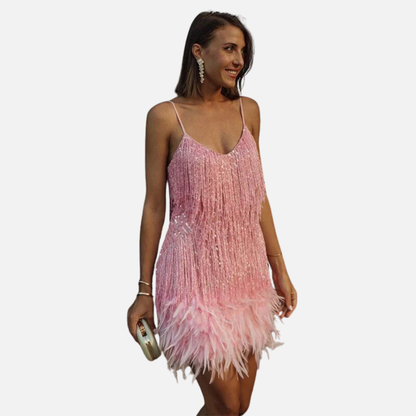Women's Feather Mini Cocktail Dress