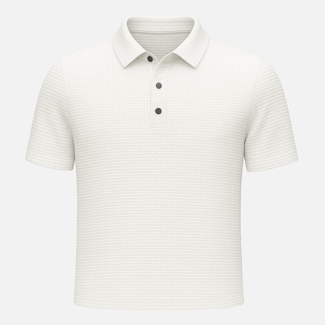 Men’s Textured Polo Shirt – Premium Waffle Knit Short Sleeve