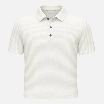 Men’s Textured Polo Shirt – Premium Waffle Knit Short Sleeve