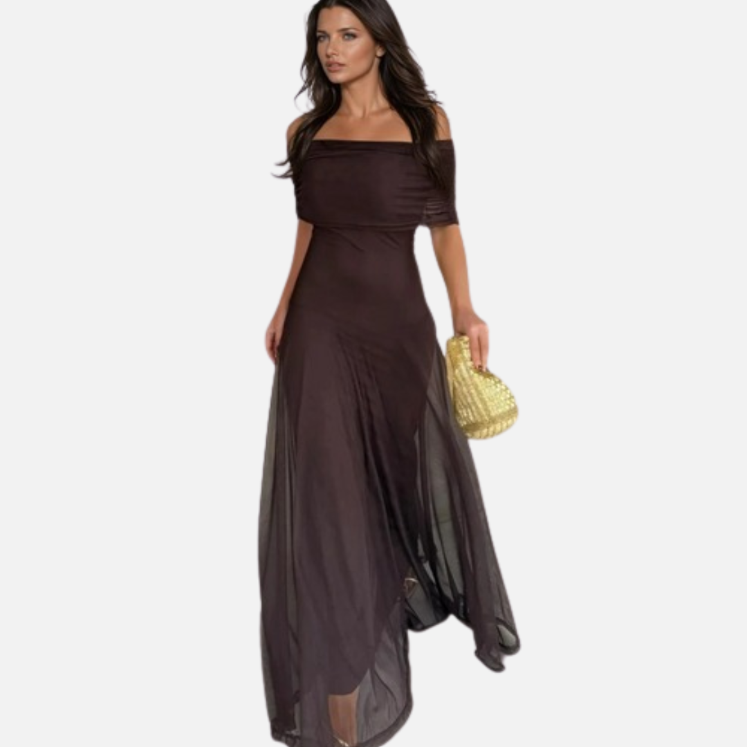 Women’s Off-Shoulder Mesh Maxi Dress