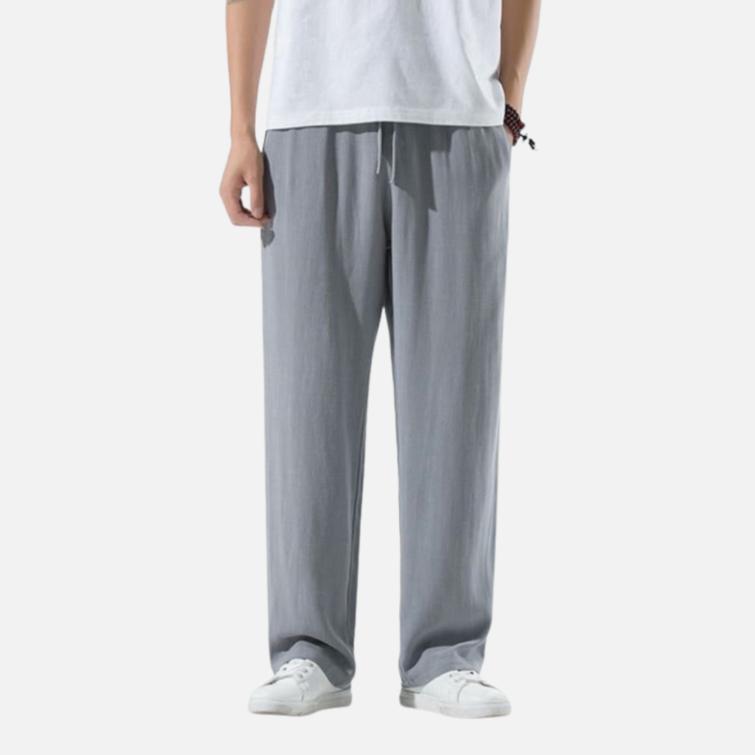 Men's Relaxed Linen Trousers - Breathable Cotton Linen Blend Pants