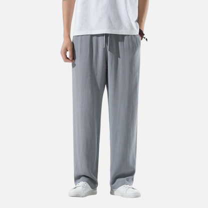 Men's Relaxed Linen Trousers - Breathable Cotton Linen Blend Pants