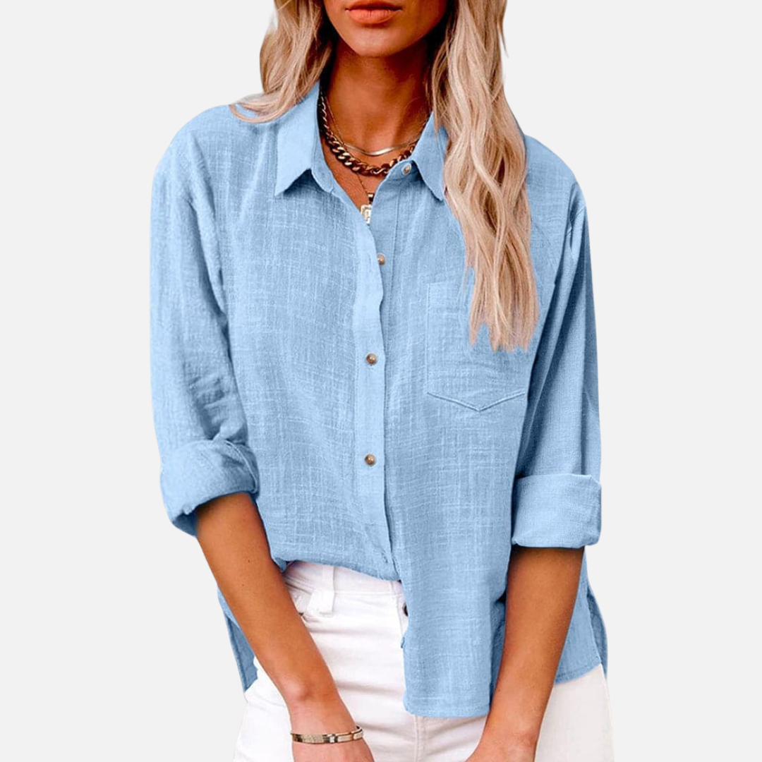 Women's Button-Down Linen Blouse