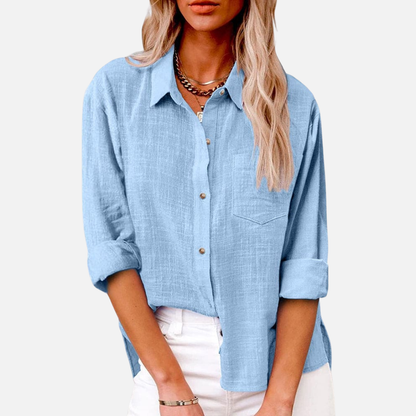 Women's Button-Down Linen Blouse
