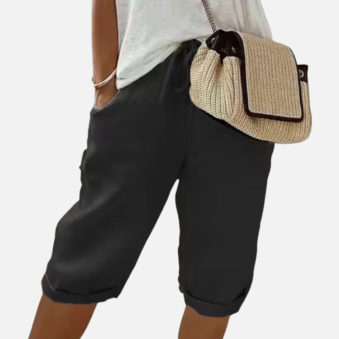 Women's Linen Capri Pants - Breathable Summer Crop Trousers