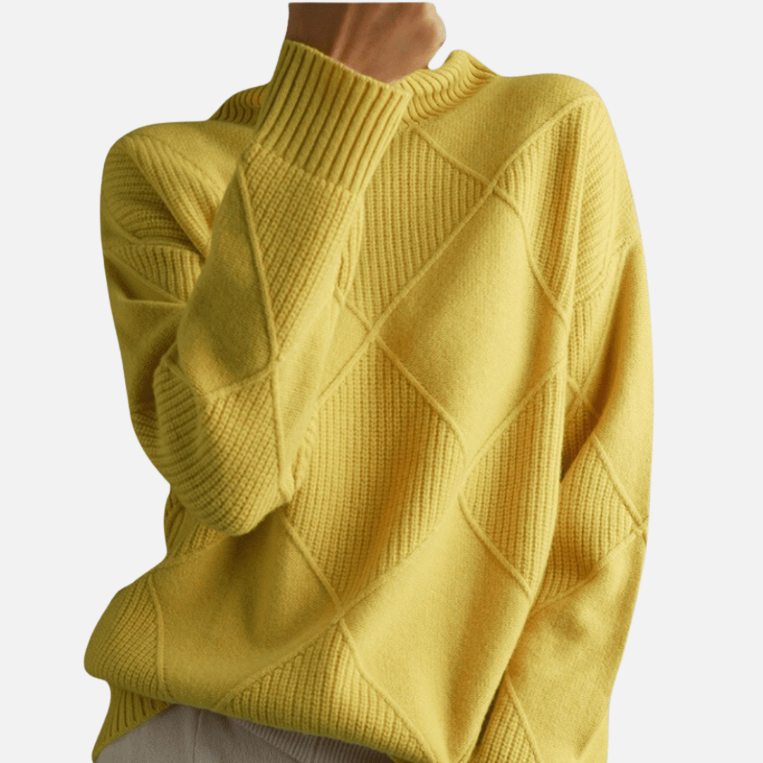 Women's Textured Turtleneck Jumper - Soft Knit Warm Sweater