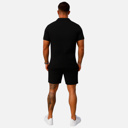 Men’s Summer Outfit Set – Polo Shirt & Shorts 2-Piece Set