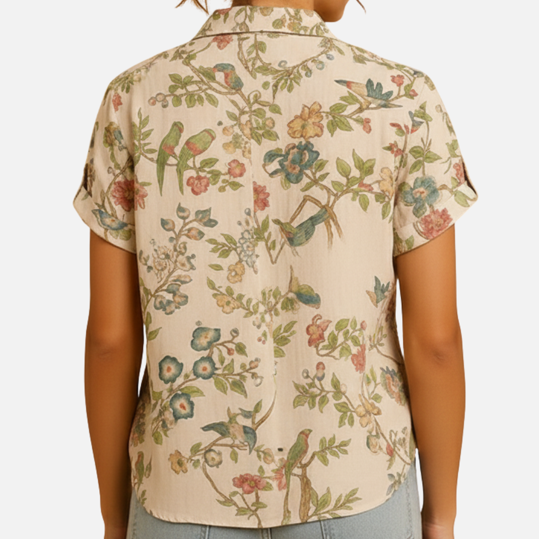 Women’s Floral Print Short Sleeve Blouse – Casual Top