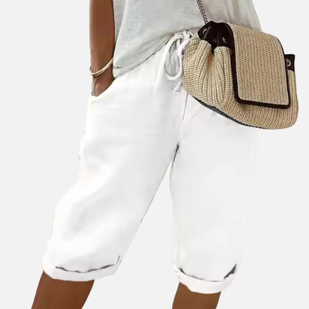 Women's Linen Capri Pants - Breathable Summer Crop Trousers