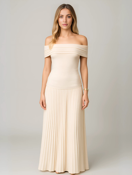 Bella | Women's Wedding Guest Pleated Maxi Dress 0