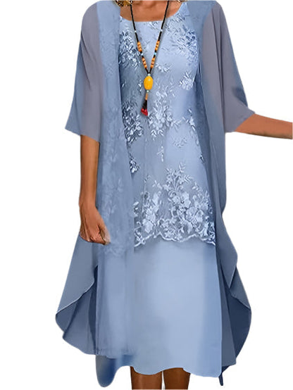 Caroline | Women Wedding Guest Dress Flowing Sheer Sleeve Midi Dress 0