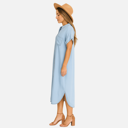 Denim Dress – Women's Casual Maxi Dress