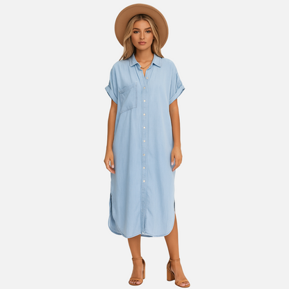 Denim Dress – Women's Casual Maxi Dress