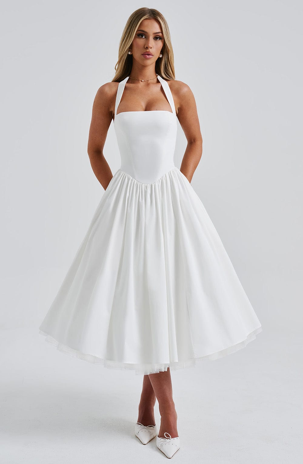 Chloe | Women’s Wedding Guest Halter Midi Dress 4