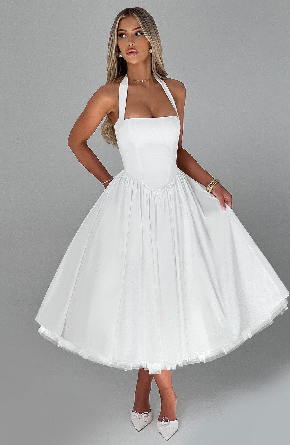 Chloe | Women’s Wedding Guest Halter Midi Dress 6