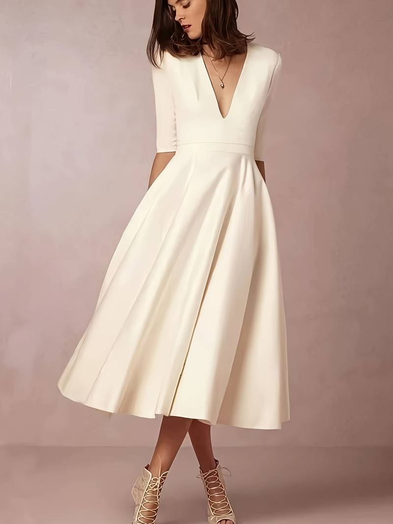 Evelyn | Women’s Wedding Guest Elegant Flared Midi Dress 1