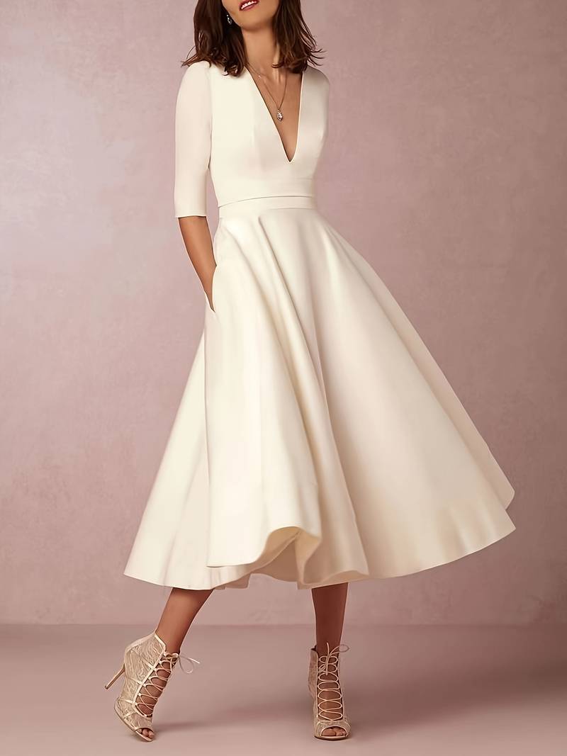 Evelyn | Women’s Wedding Guest Elegant Flared Midi Dress 3