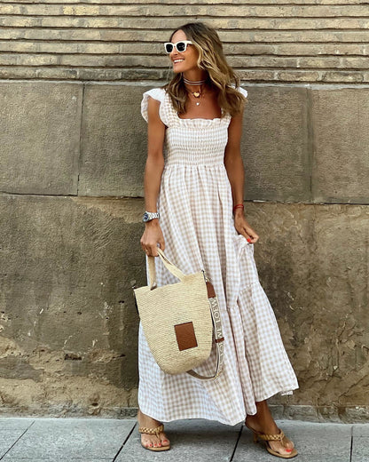 Fiona | Women's Smocked Gingham Maxi Dress 0