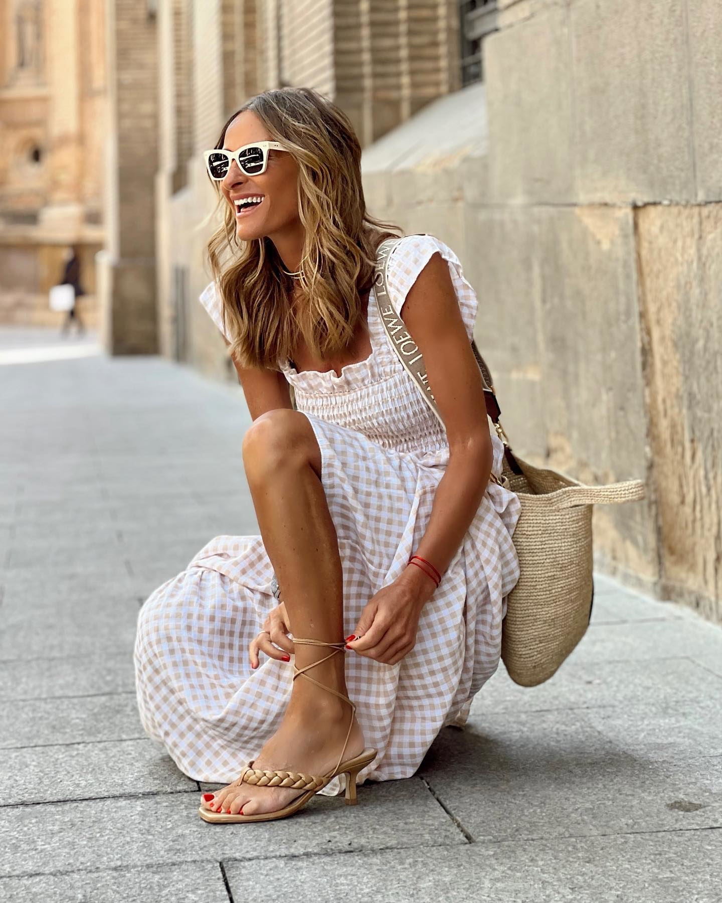 Fiona | Women's Smocked Gingham Maxi Dress 1