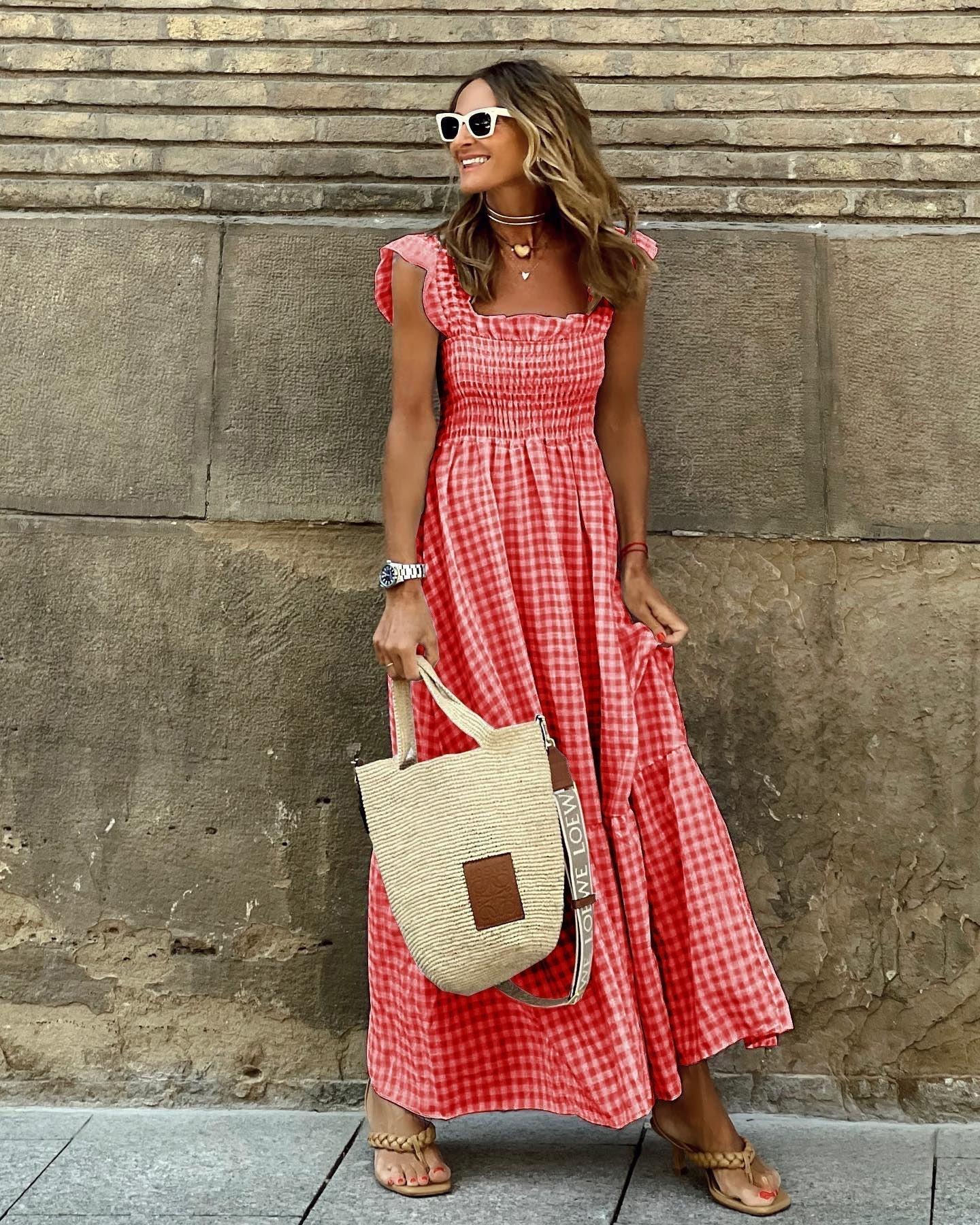 Fiona | Women's Smocked Gingham Maxi Dress 5