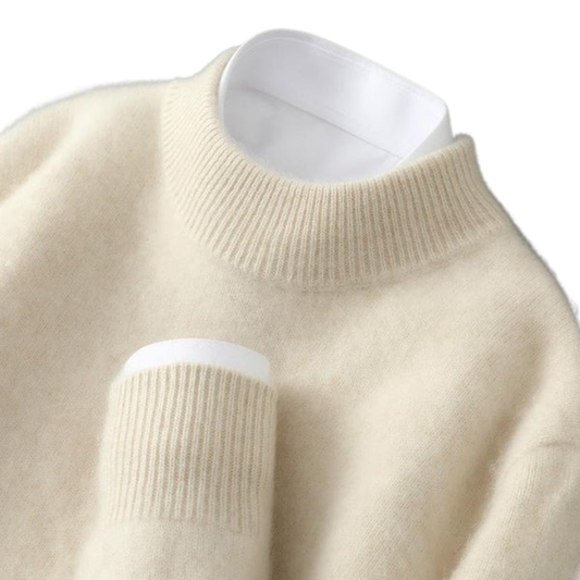 Men's Mock Neck Jumper - Soft Cashmere Blend Knit Pullover Sweater