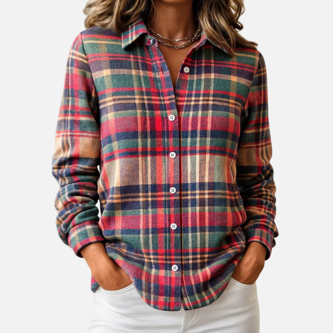 Lauren | Women's Plaid Flannel Shirt Long Sleeve Button Down