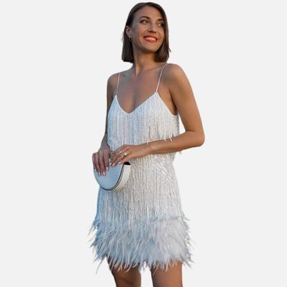Women's Feather Mini Cocktail Dress