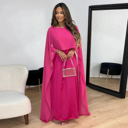 Lily | Women's Wedding Guest Cape Maxi Dress 1