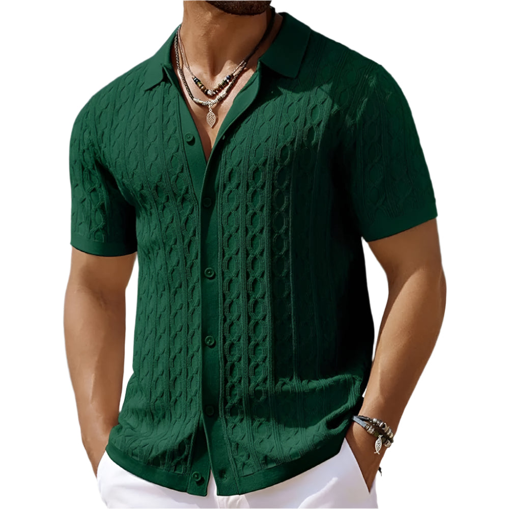 Marco | Men's Button-Down Textured Polo Shirt 0