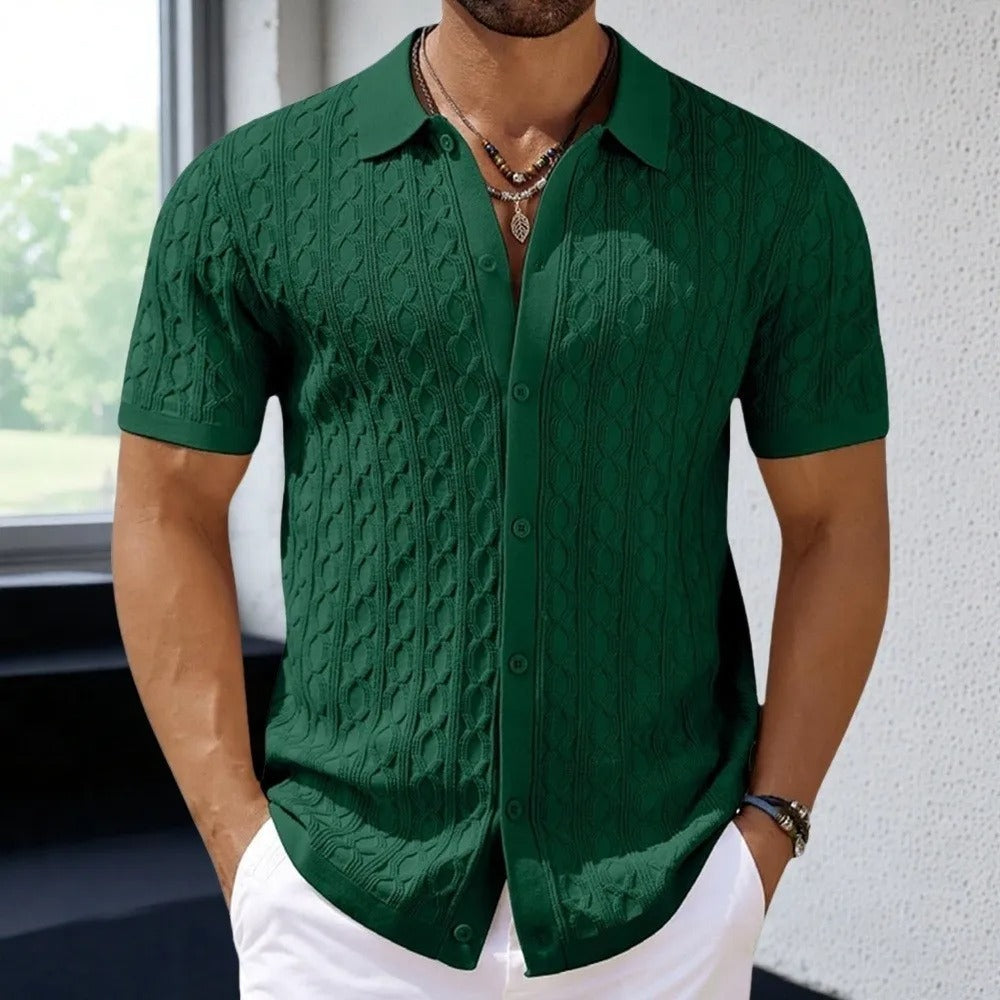 Marco | Men's Button-Down Textured Polo Shirt 4