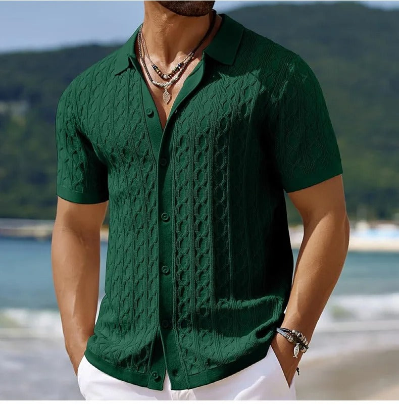 Marco | Men's Button-Down Textured Polo Shirt 5