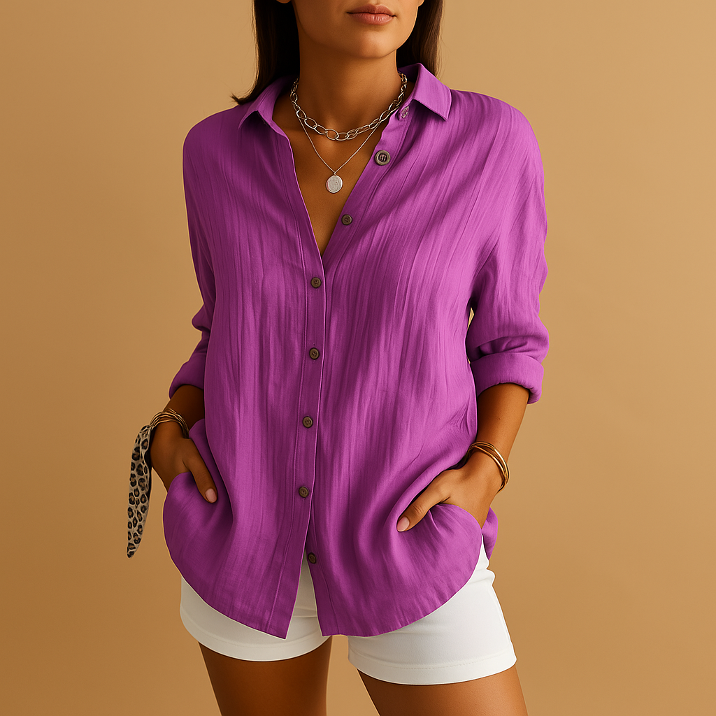 Women's Button-Down Linen Summer Blouse 8
