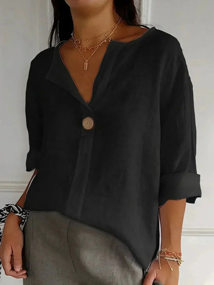Women's V-Neck Casual Linen Blouse 3